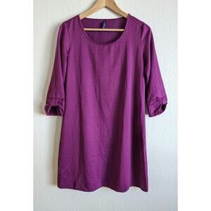 FINAL TOUCH Purple 3/4 Sleeve Shift Dress Size Small